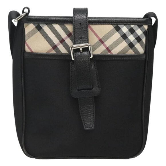 BURBERRY Shoulder Bag Nylon Black Silver Auth sw747 - Picture 2 of 14